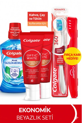 Colgate Optic White Kahve, Çay Kullananlar 50ml 2'li Diş Macunu, Orta Diş Fır...