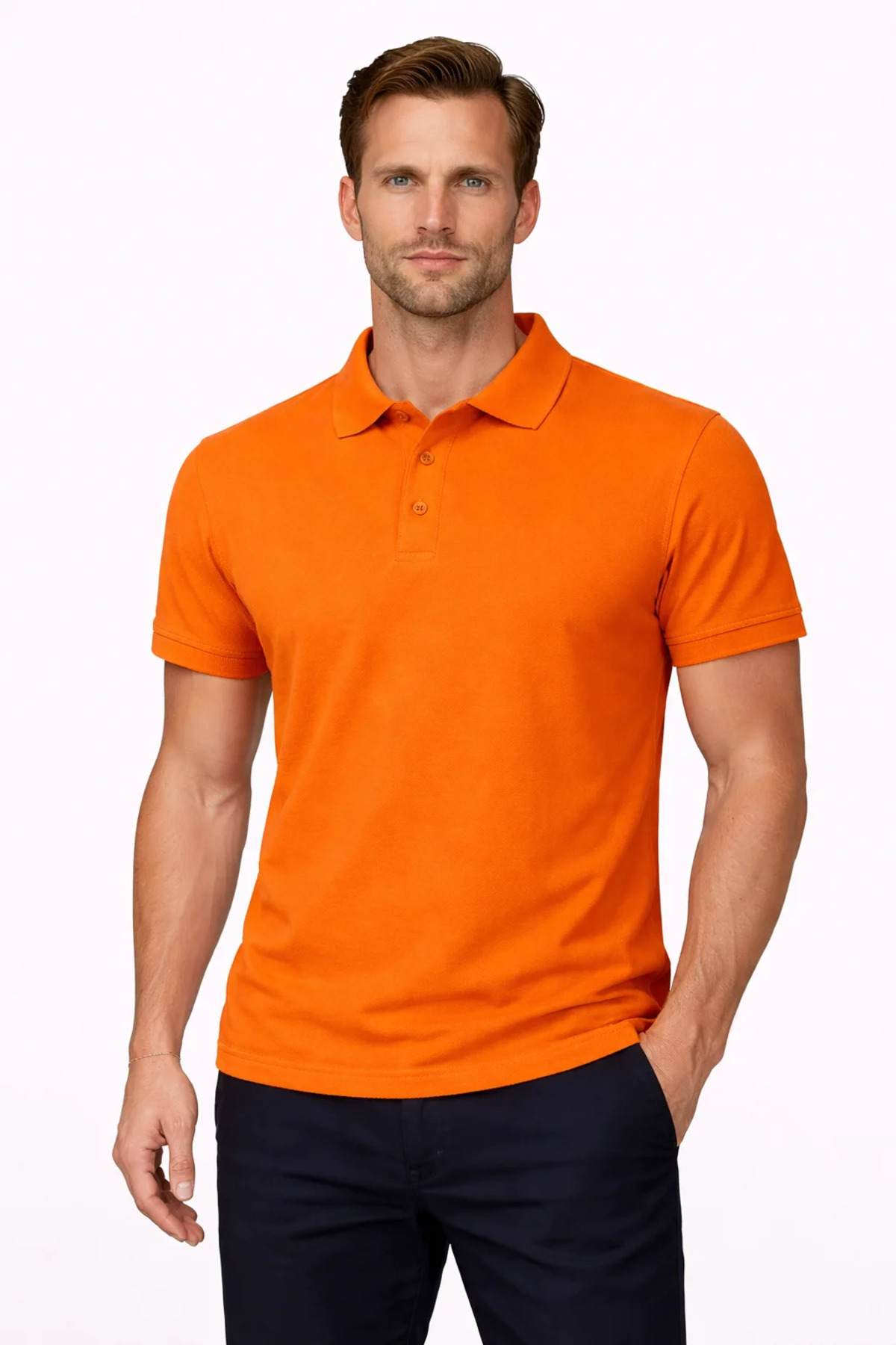 Men's Orange Polo Neck T-shirt