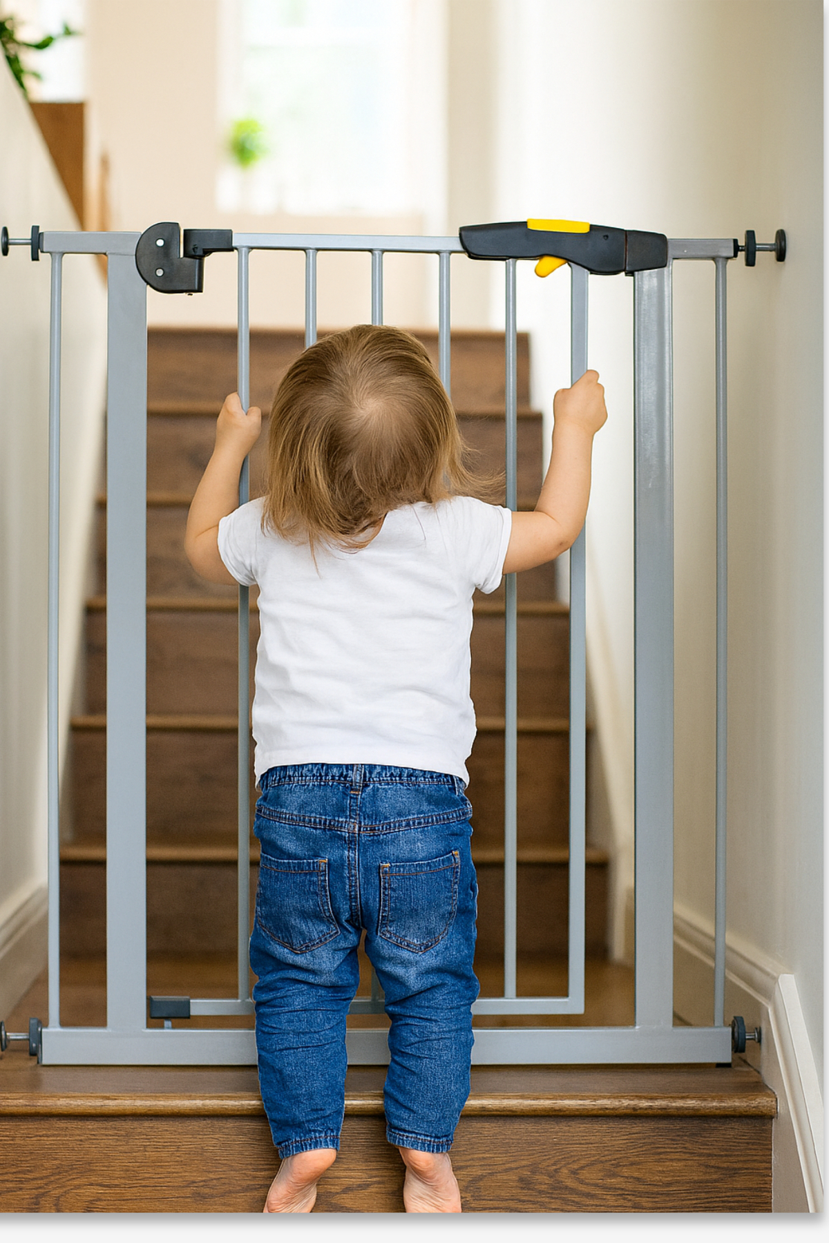 Baby Safety Door Auto Lock, Double Safety 75-80cm Grey