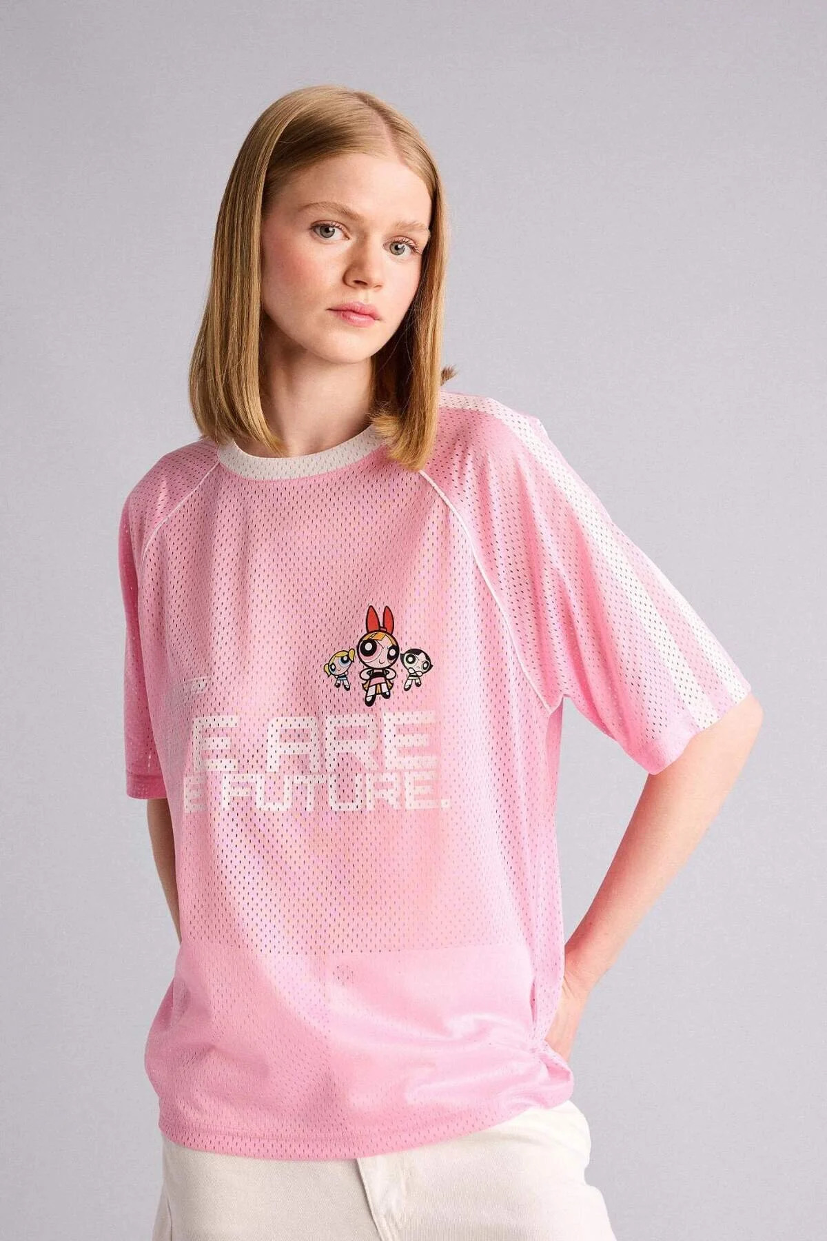 Defacto Powerpuff Girls Oversized Crew Neck Printed Short Sleeve T-Shirt G5034Ax26Sp