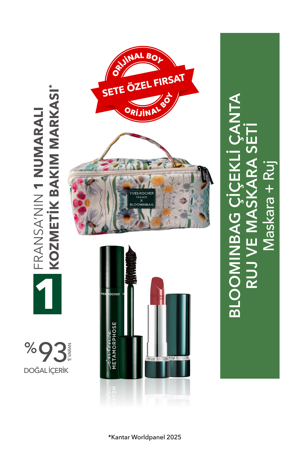 Yves Rocher BloominBag Çiçekli Çanta Ruj ve Maskara Seti-Ruj -Nude Kiraz Çiçeği 3.5 gr & Maskara 7.8ml - Fiyatı, Yorumları