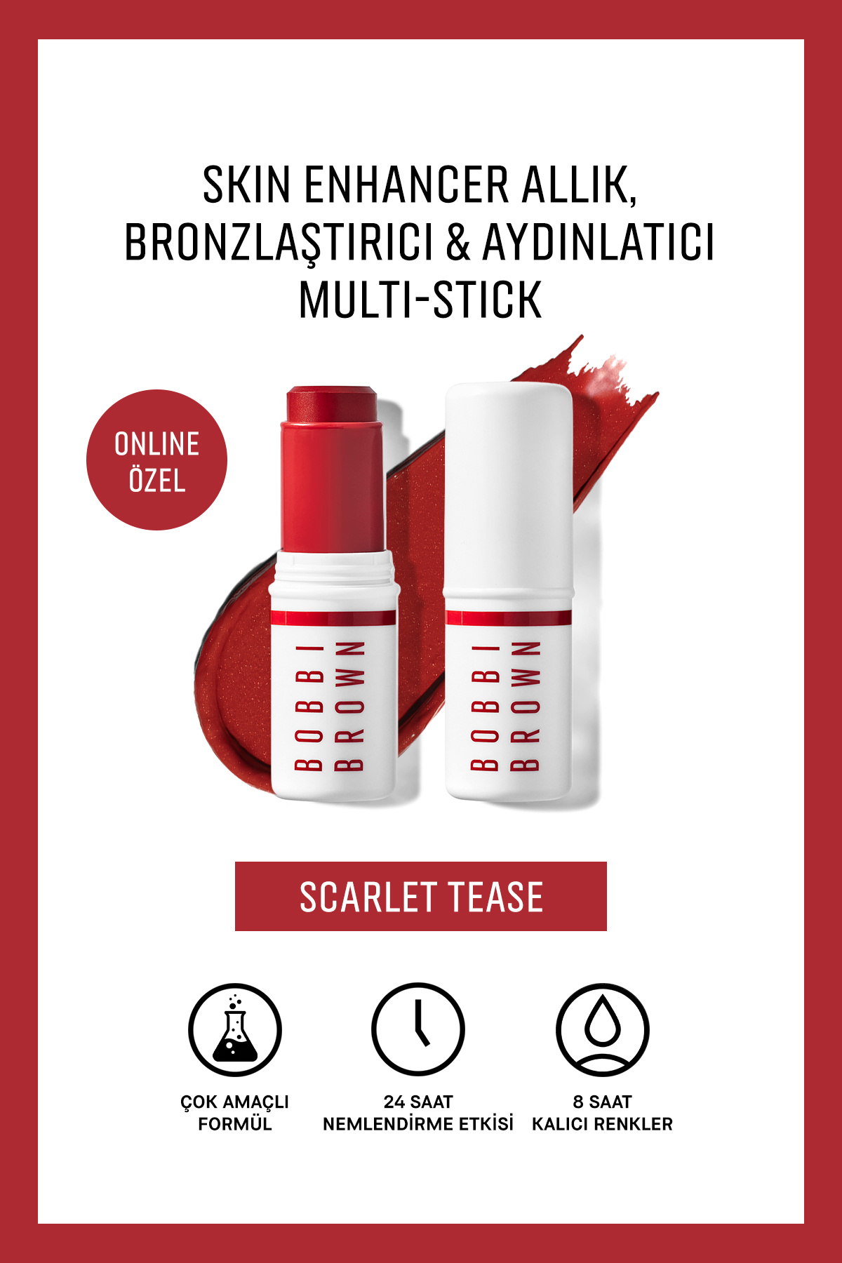 BOBBI BROWN Skin Enhancer Allık, Bronzlaştırıcı & Aydınlatıcı Multi-Stick - Scarlet Tease — رنگارنگ 141222
