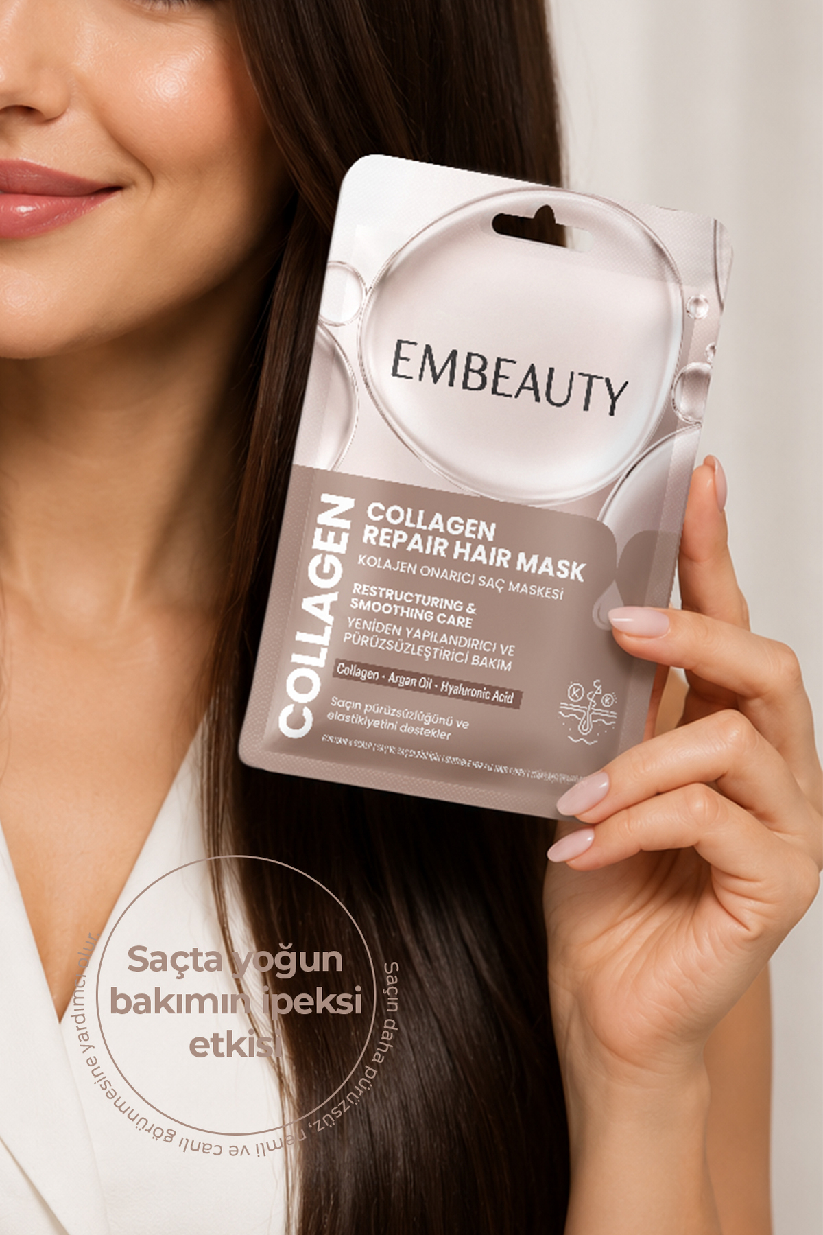 Collagen Hair Mask Pürüzsüzleştirici & Onarıcı Bakım 30 ML — CR-M001 — تصویر 5 از 7