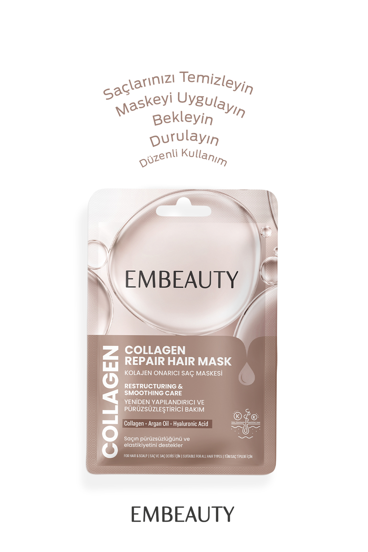 Collagen Hair Mask Pürüzsüzleştirici & Onarıcı Bakım 30 ML — CR-M001 — تصویر 6 از 7