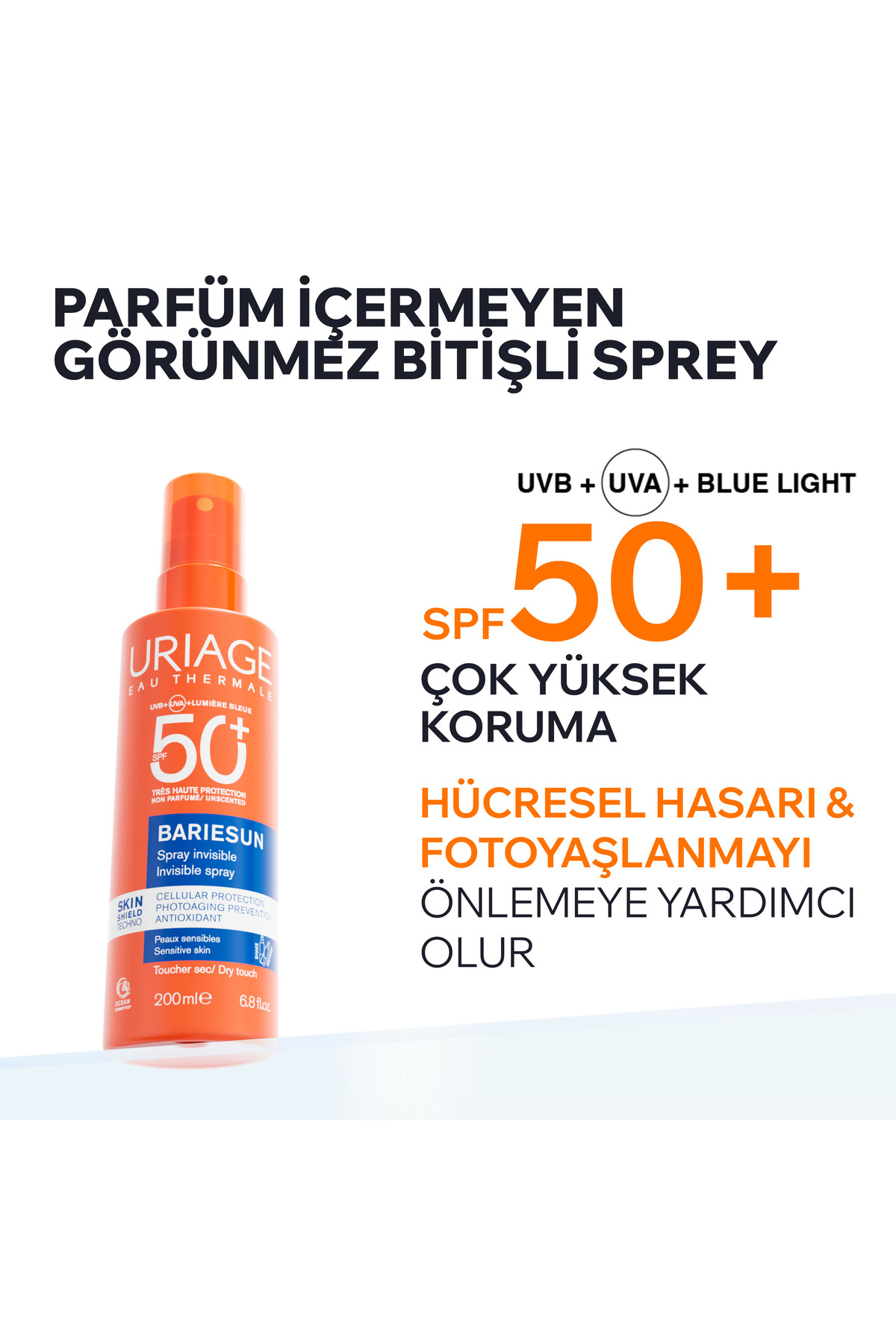 BARIESUN SPF50+ Yüz ve Vücut için Parfüm İçermeyen Güneş Koruyucu Sprey 200 ml — 3661434028021 — تصویر 2 از 8