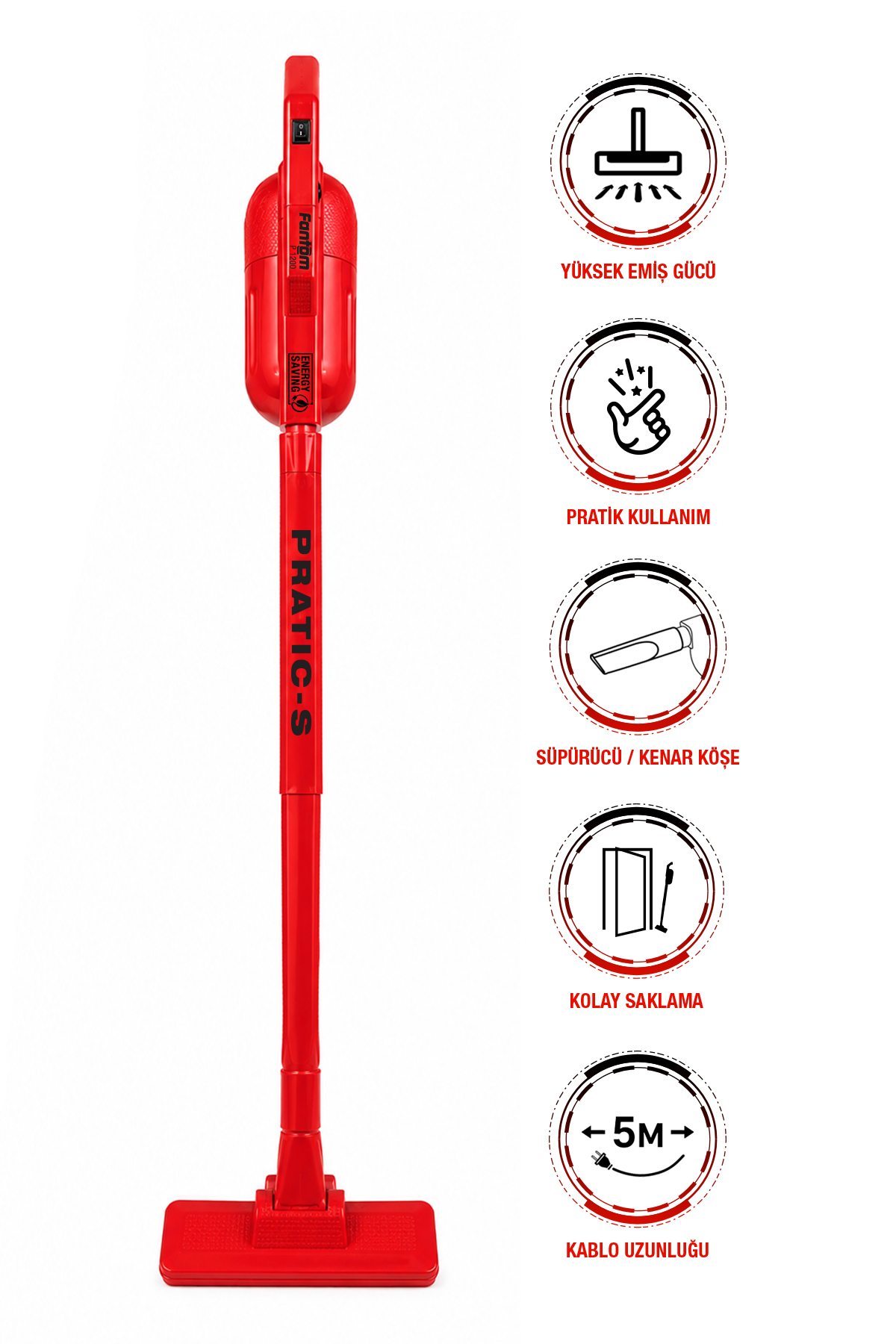 Pratıc-S P1200 Bagless Vertical Vacuum Cleaner Red