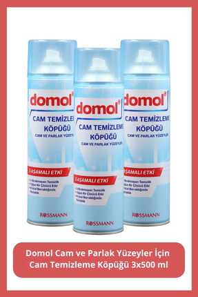 Domol Cam Ve Parlak Yüzeyler İçin Cam Temizleme Köpüğü 500 ml X3 Adet