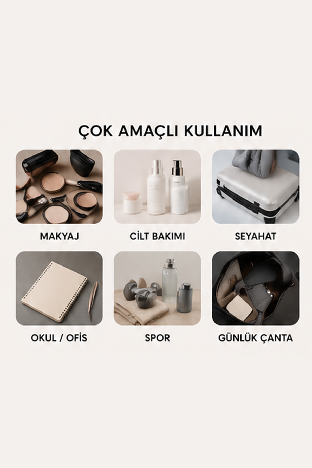 4'lü Takı Makyaj Çantası İçiçe Organizer Kozmetik Seyahat Düzenleyici Set — مشکی mkyjcnts — تصویر 6 از 8