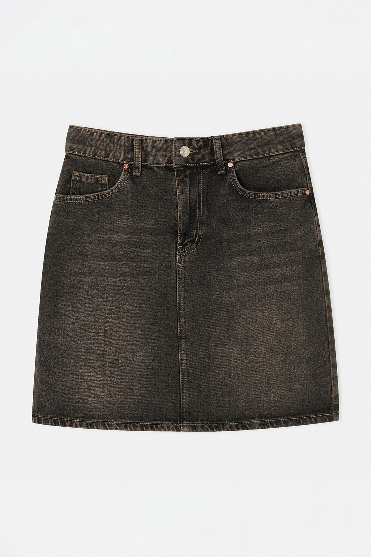 Drop by Trendyolmilla Kahverengi Rahat Kalıp Diz üstü Denim Etek TDRSS26ET00061
