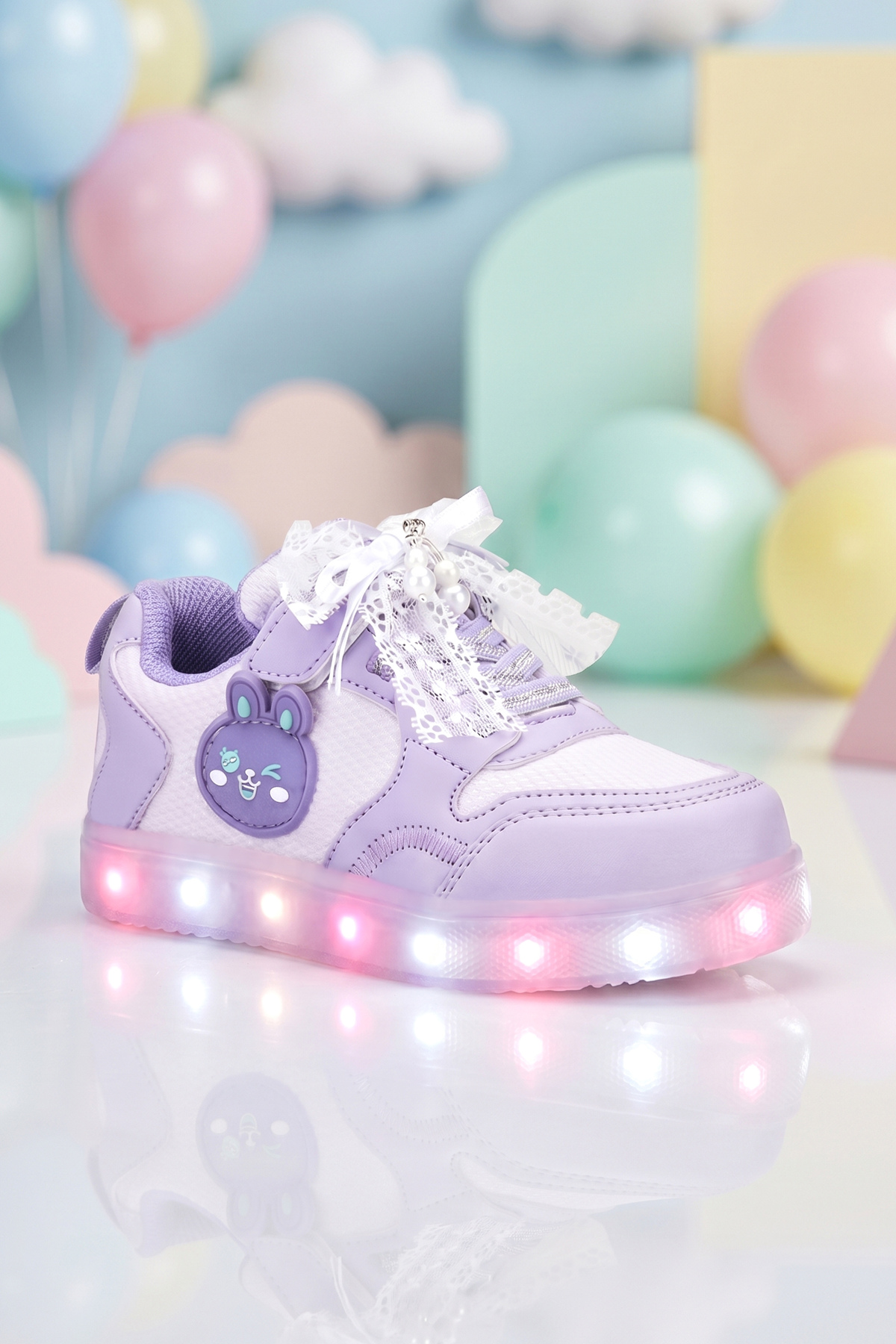DARK SEER Kids DS Chen Dantel Detaylı Işıklı Çocuk Ayakkabı Mor Lila Sneaker Günlük Spor Ayakkabı