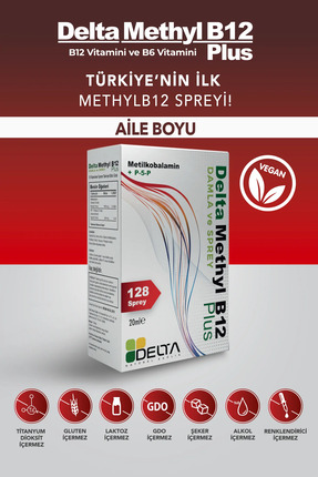 Dens Delta Naturel Delta Methyl B12 Plus Aktif B12 Vitamini Metilkobalamin İç...
