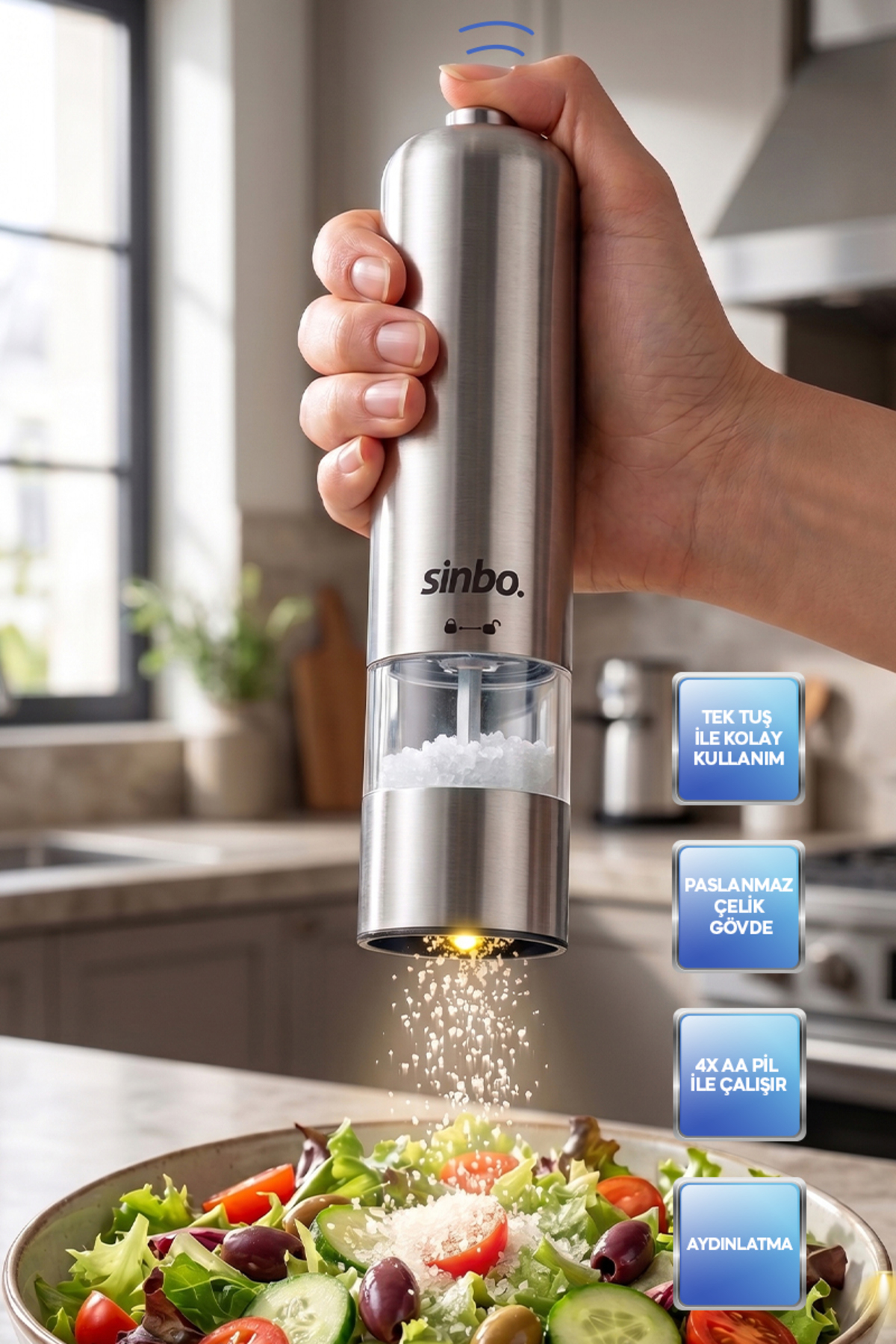 SHB-7501Light Battery Powered Salt & Pepper Grinder Automatic Mill