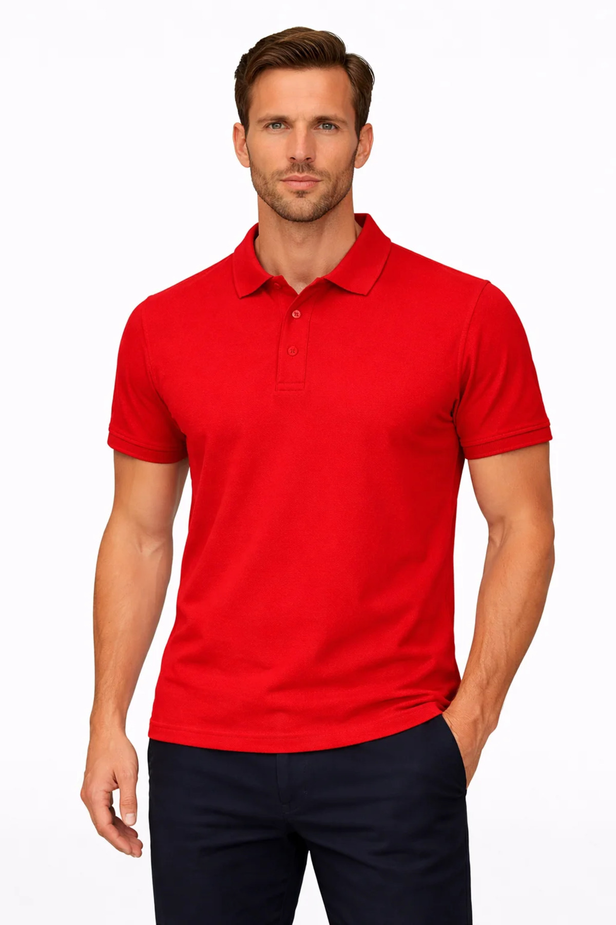 Men's Red Polo Neck T-shirt