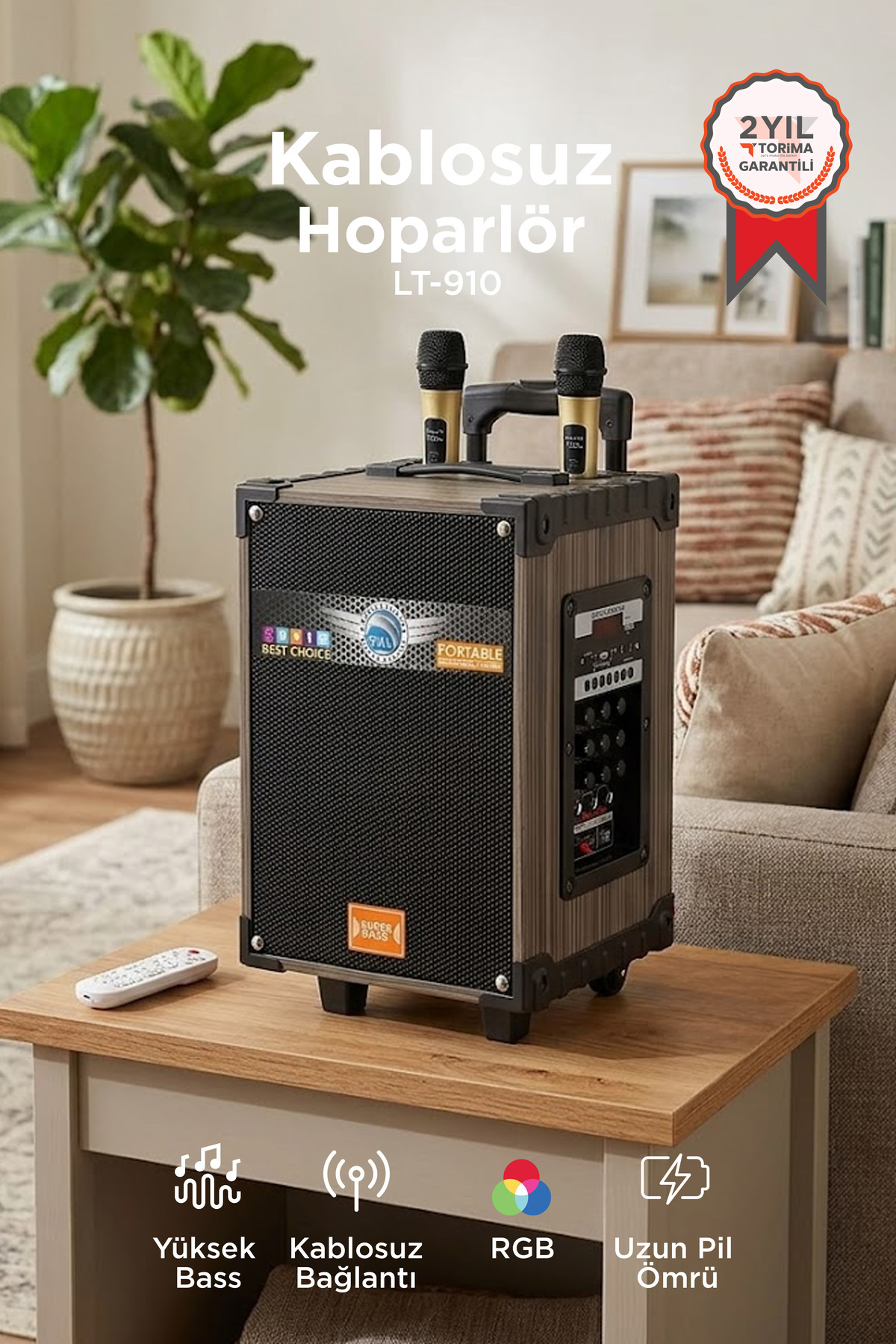 Torima Bluetooth Hoparlör Mikrofonlu Kumandalı Işıklı Speaker LT