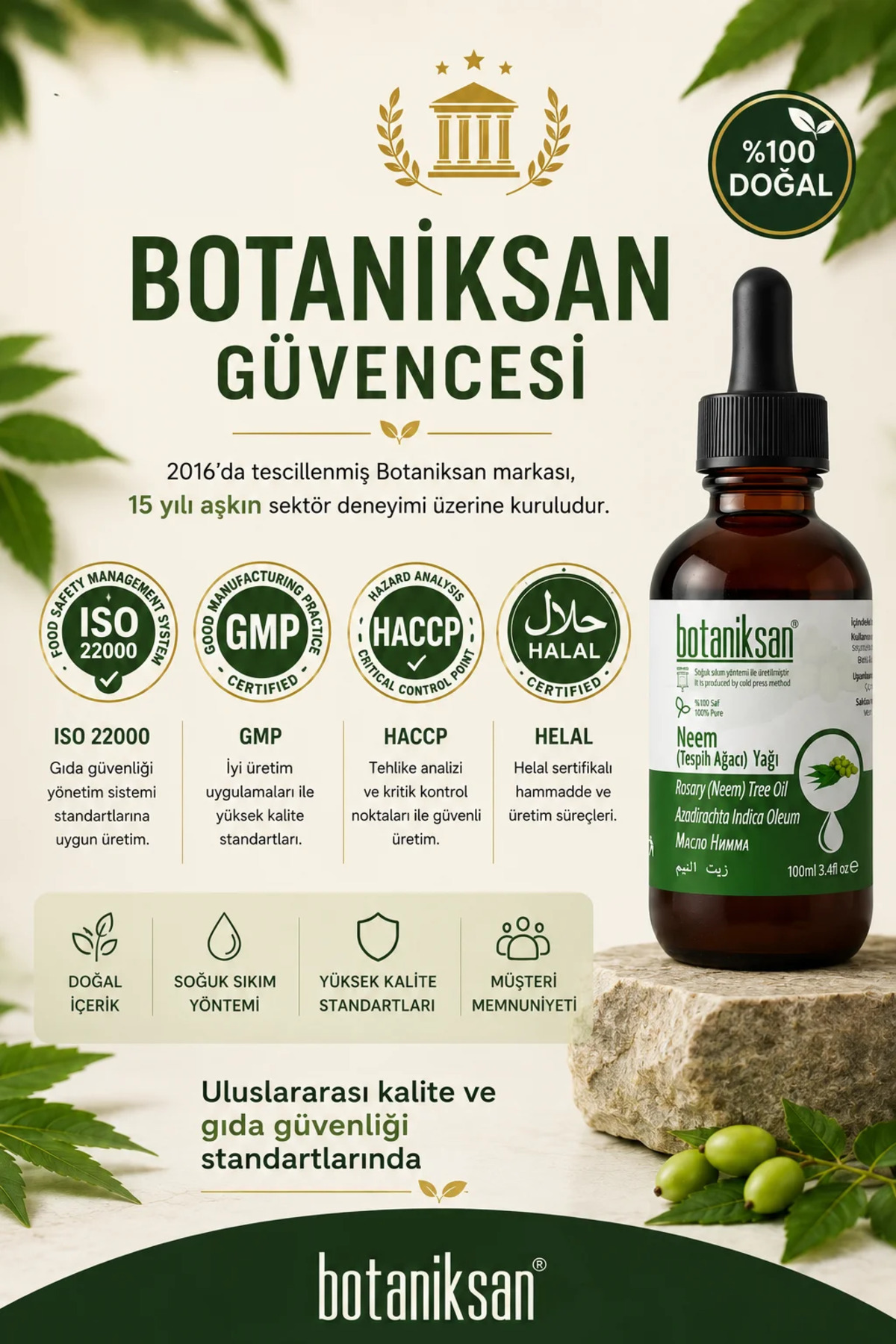 Neem Yağı 100ml - Tesbih Ağacı Soğuk Sıkım, Cilt & Saç & Bitki Bakımı İçin %100 Saf — TESBIHAGACIYAGI100ML — تصویر 7 از 8