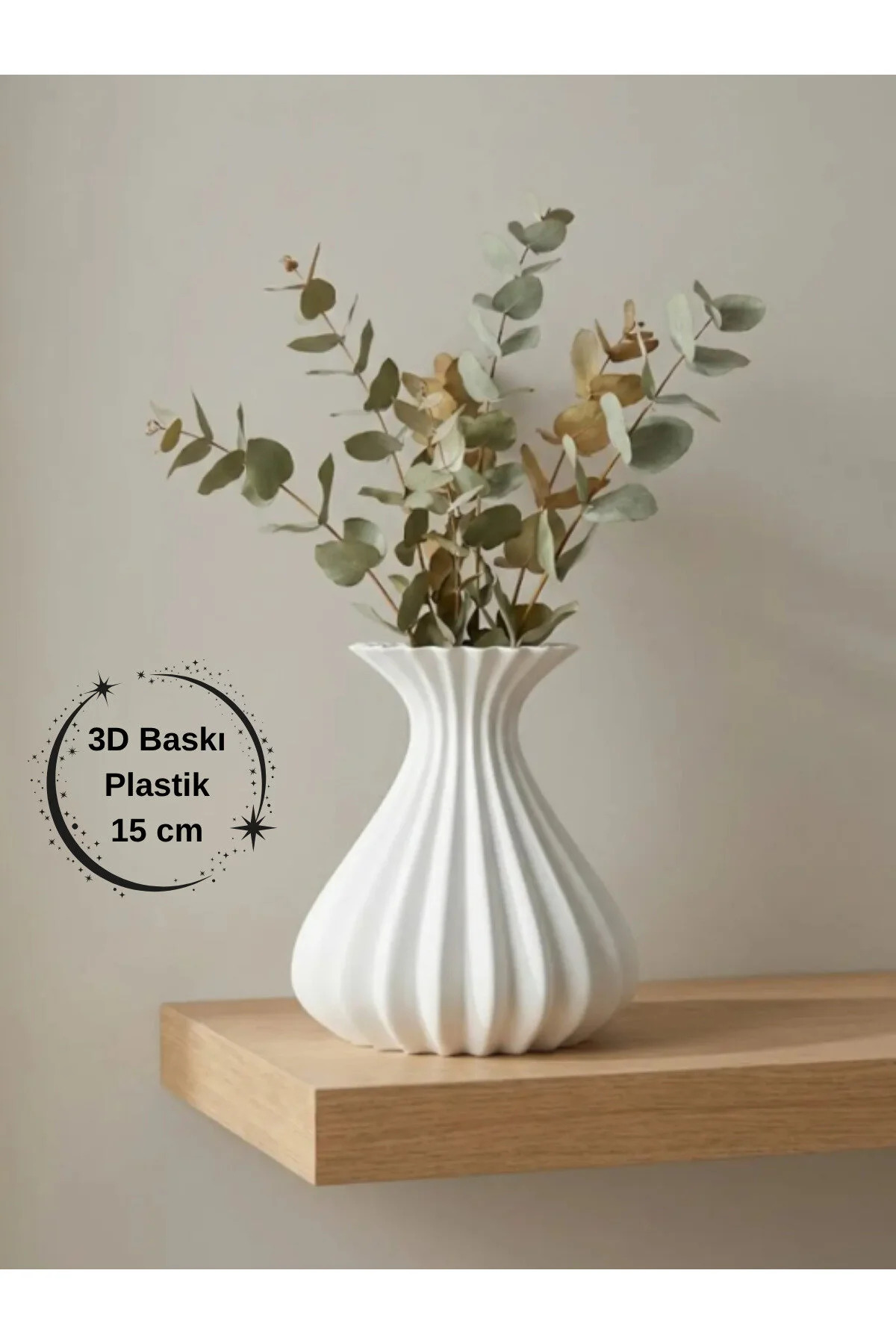 Vase Modern Aesthetic 3D Printing, Decorative, Bohemian WHITE, Plastic, 15cm
