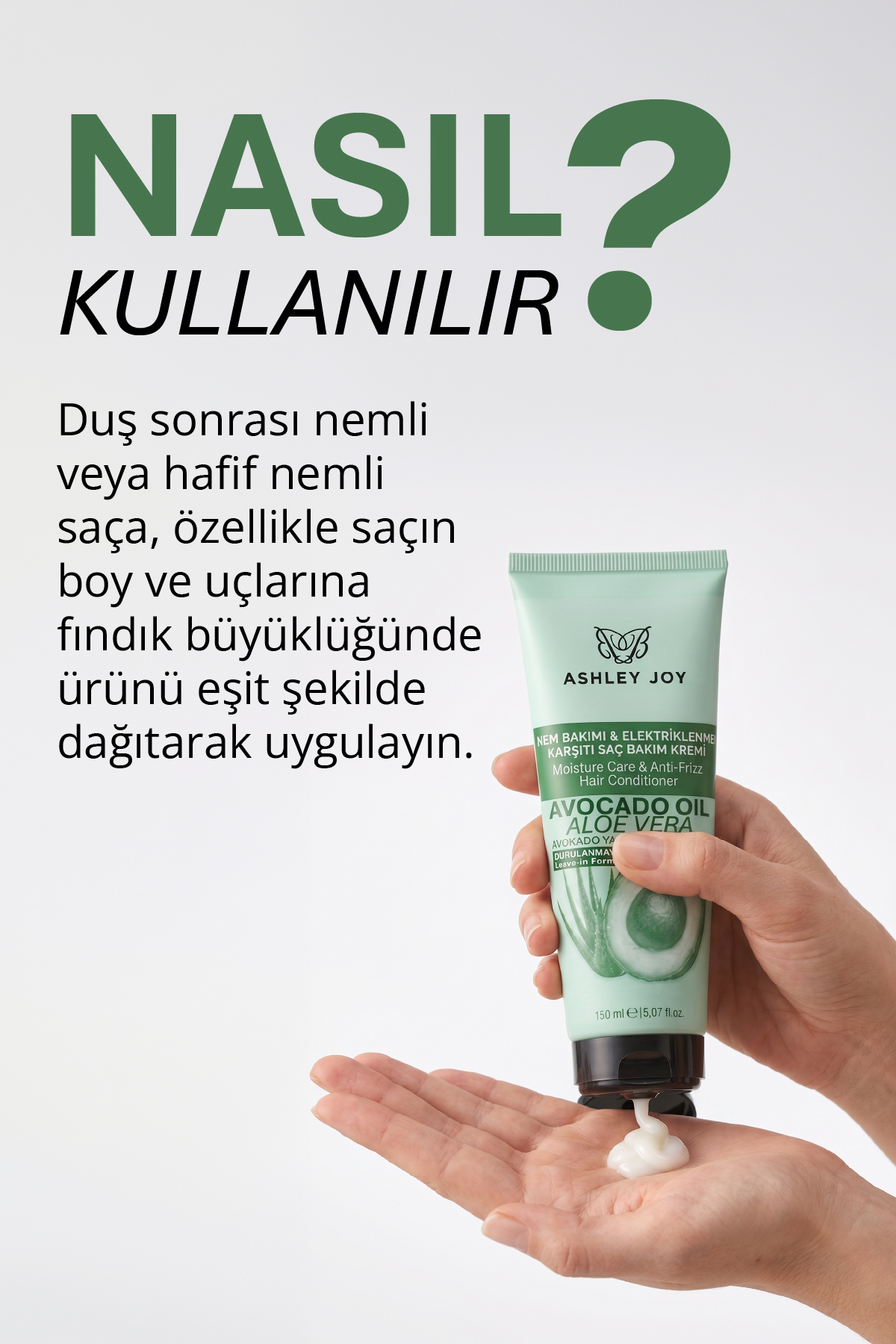 Tutuş Sağlayan Nemlendirici Elektriklenme Karşıtı Durulanmayan Bakım Kremi Avokado, Aloevera 150 ml — AJ.02.00012 — تصویر 3 از 7