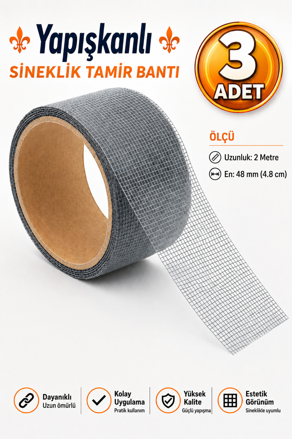 48 mm x 2 Meters (3 PCS) Adhesive Insect Screen Tulle Repair Tape Patch Tape Broken Hole Fiber Tulle