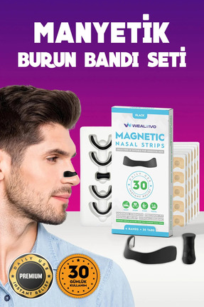 Wealtivo Manyetik Burun Bandı Seti Premium 30'lu, Horlama Azaltıcı Mıknatıslı...