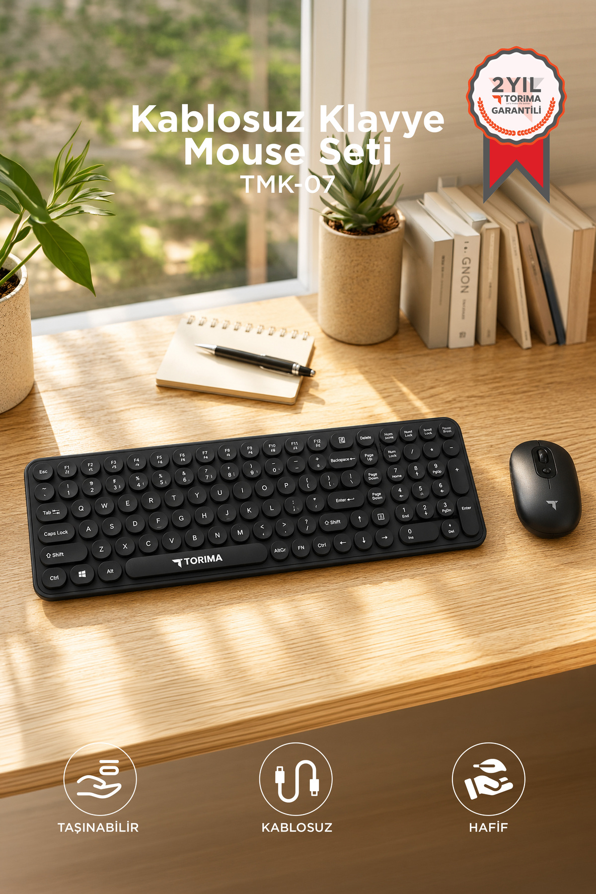 Torima Kablosuz Q Klavye Mouse Seti Retro Daktilo Görünümlü TMK07