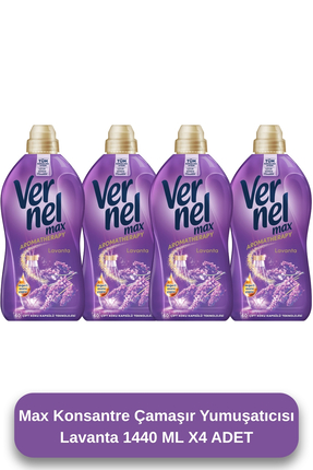 Vernel Max Konsantre Çamaşır Yumuşatıcısı 4 X 1440ml (240 YIKAMA) Taze Lavanta