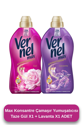 Vernel Max Taze Gül Taze Lavanta Sıvı Çamaşır Yumuşatıcısı Vernel Set