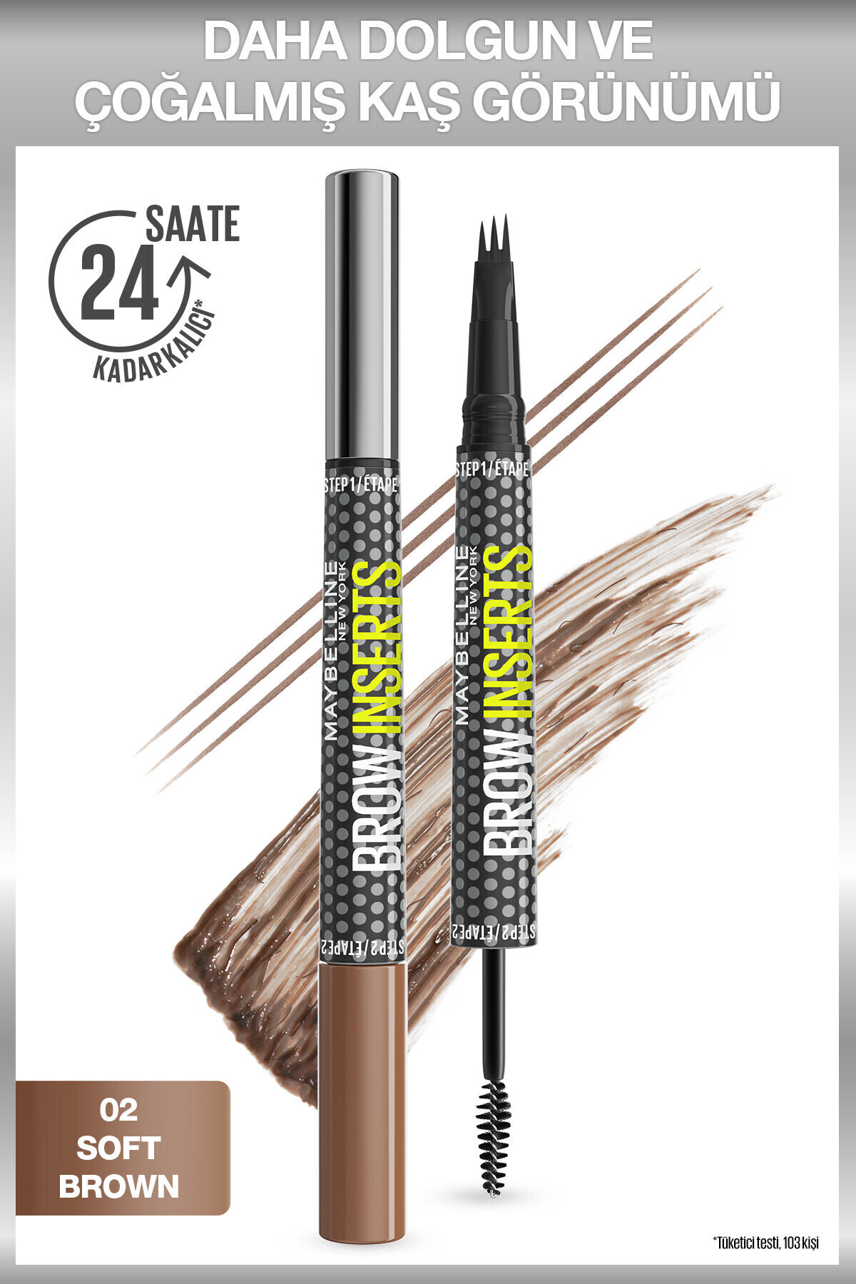 Maybelline New York Brow Insert Çift Uçlu Kaş Kalemi – 02 Soft Brown - Fiyatı, Yorumları