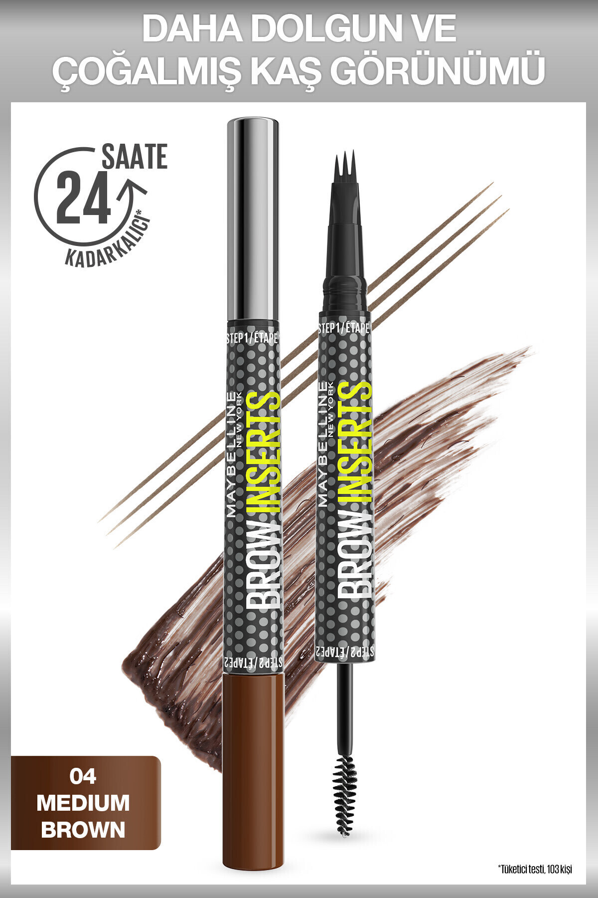 Brow Insert Çift Uçlu Kaş Kalemi – 04 Medium Brown — قهوه‌ای 784587