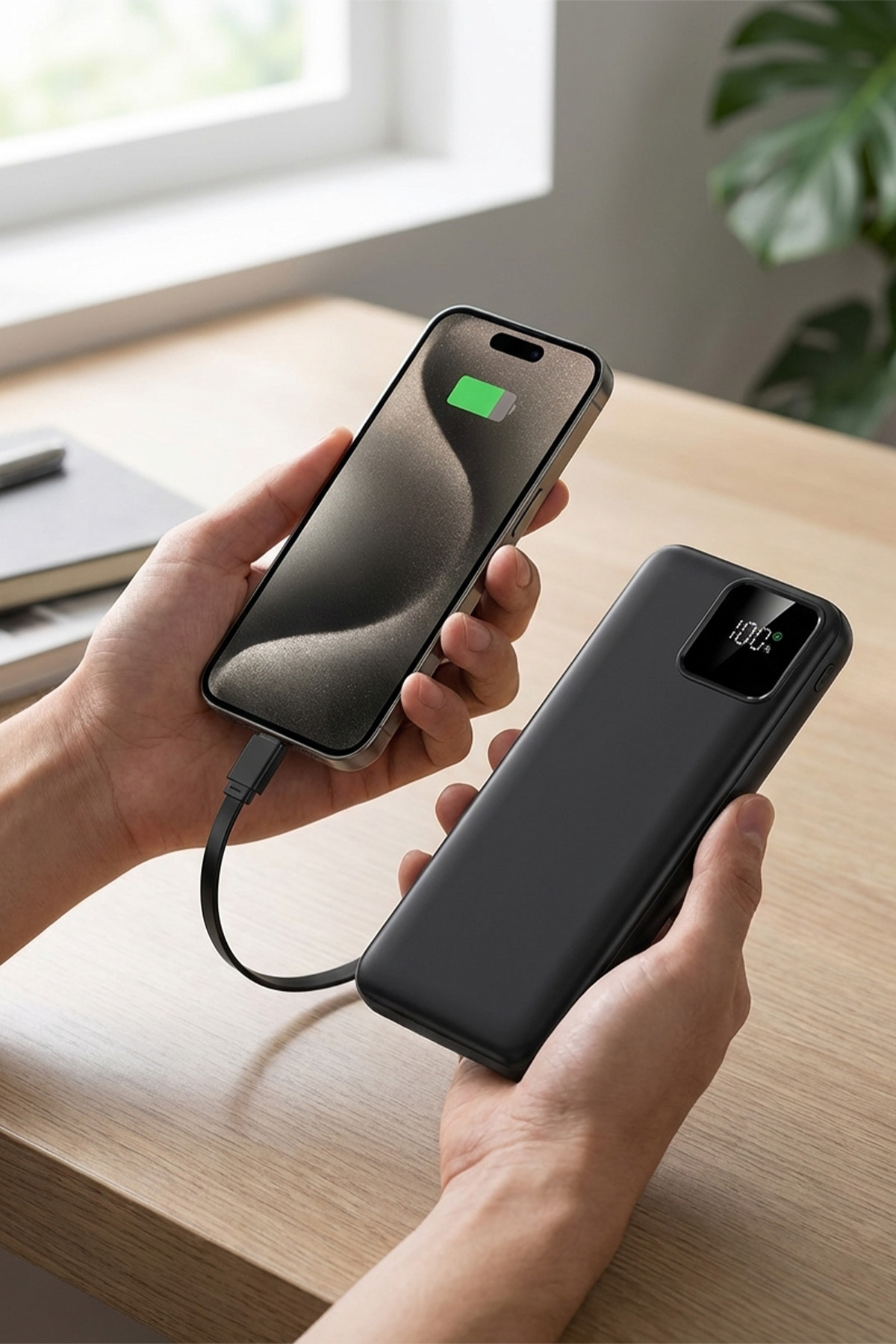 IP-G16L 10000mAh PD20W Type-C+Lightning Kablolu Siyah LCD Taşınabilir Pil Şarj Cihazı Powerba 8