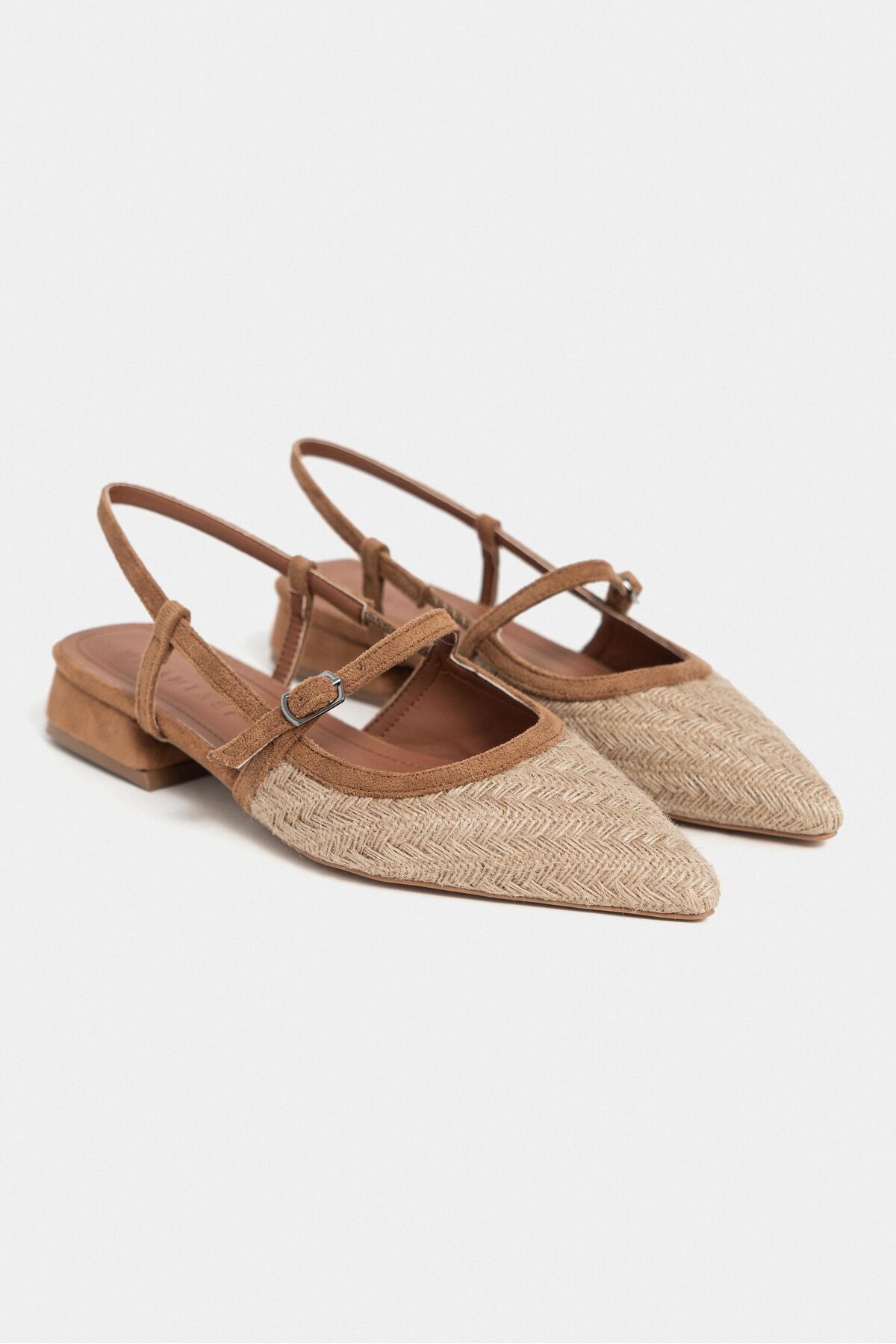 NİŞANTAŞI SHOES X-Harmony Hasır Taba Kemer Detay Sivri Burun Kısa Topuklu Kadın Babet görsel 4