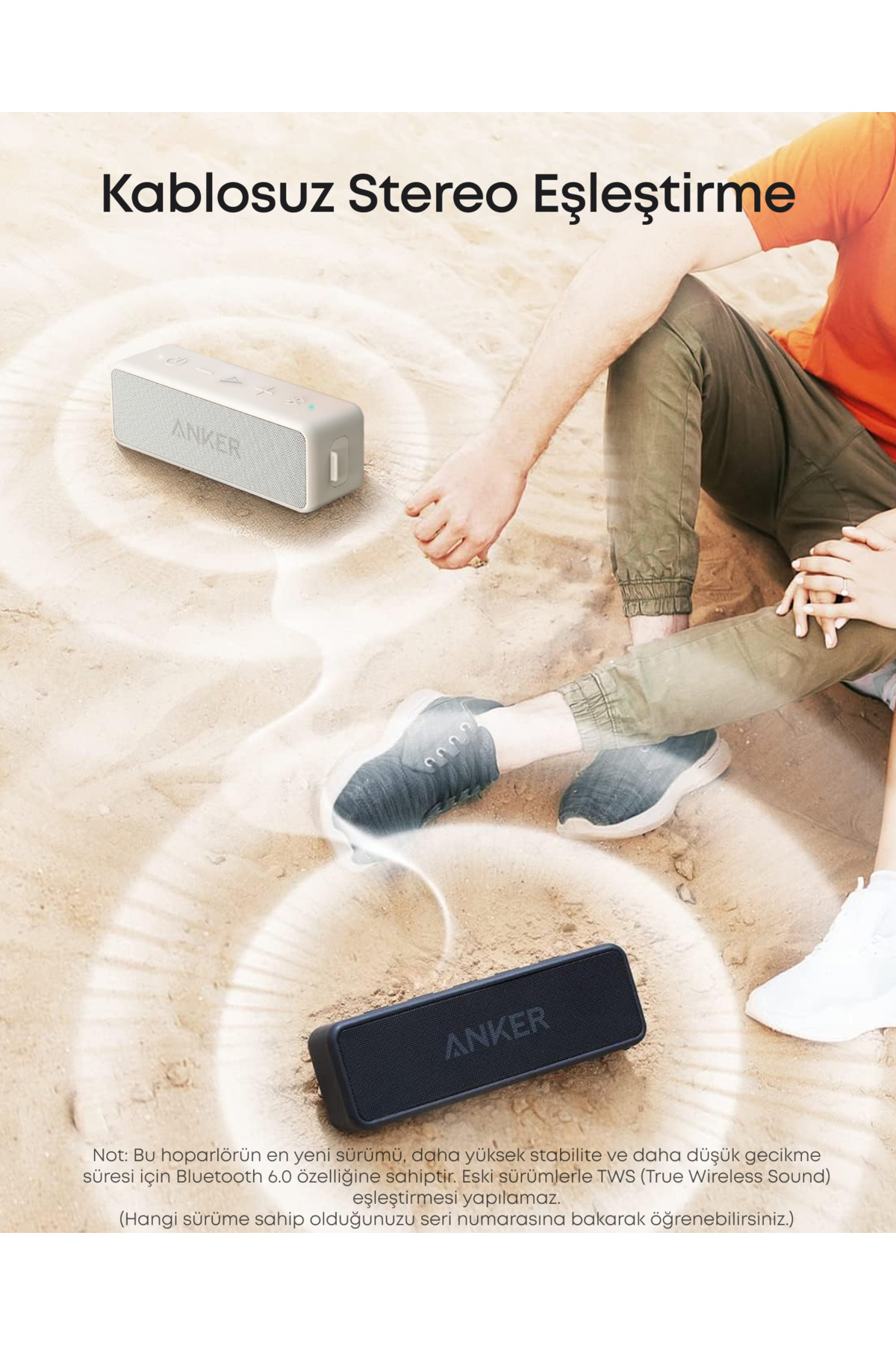 Anker Soundcore 2 Bluetooth Hoparlör, IPX7 Su Geçirmez, Siyah