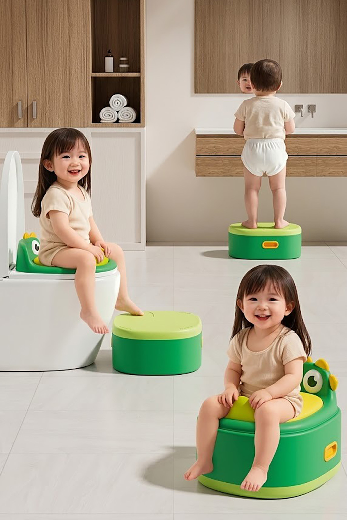 Wellgro Dino 3'ü 1 Arada Bebek Lazımlık ve Tuvalet Adaptörü