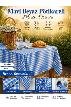 Ases Design Mavi Pötikareli Piknik Örtüsü