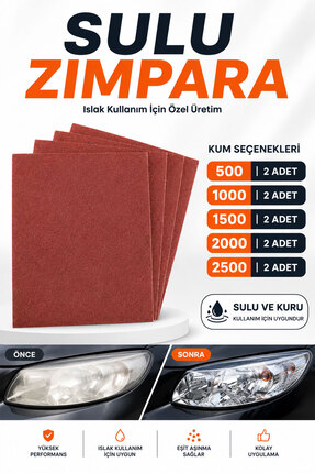 Badem10 Far Temizleme 500-1000-1500-2000-2500 Kum İnce Kalın Kağıt El Su Zımp...