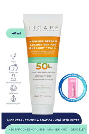Licape Yağlı Ciltler İçin Aloe Vera Özlü Yüksek Korumalı +50 Faktör Güneş Kre...