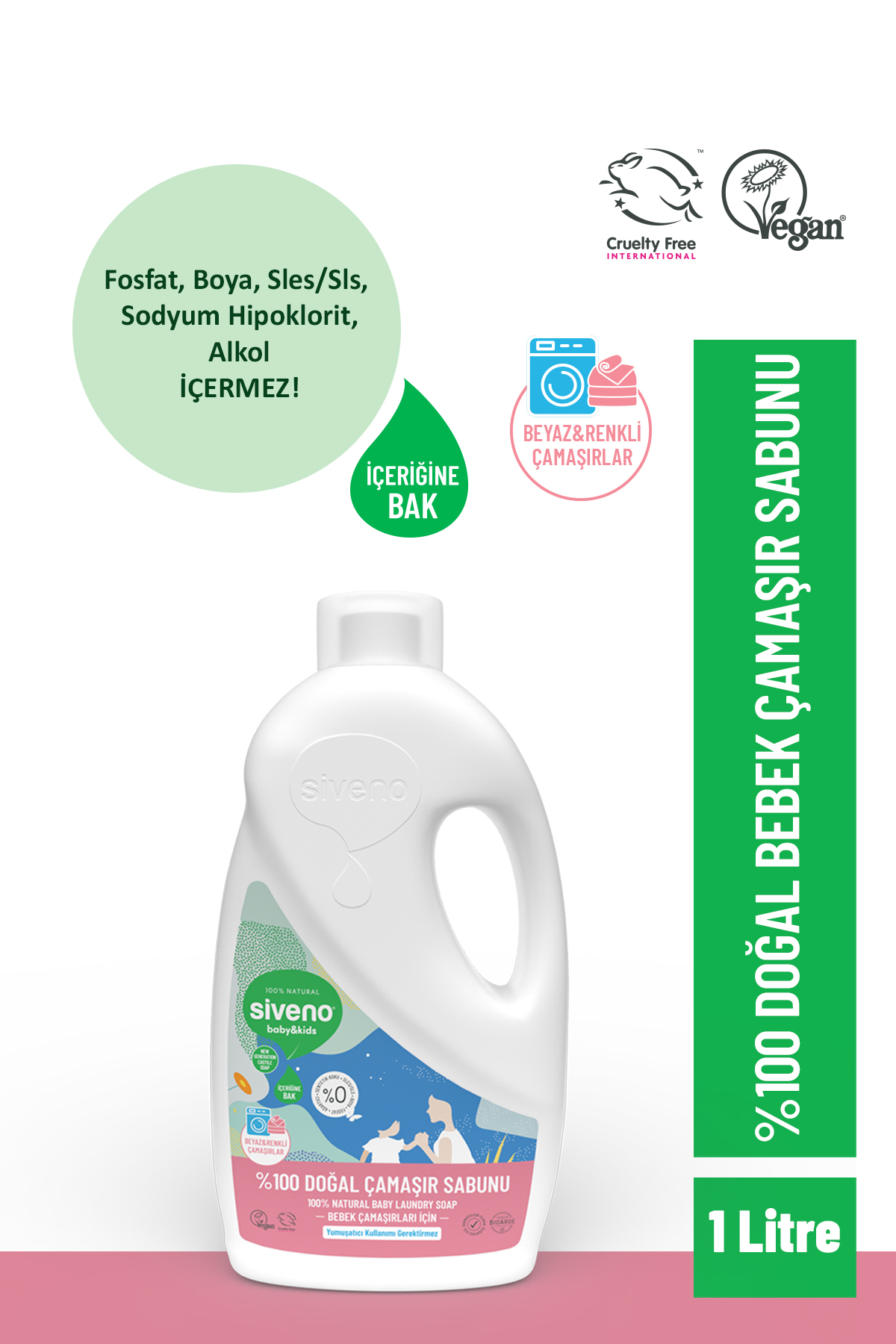 Siveno %100 Doğal Bebek Çamaşır Sabunu Kendinden Yumuşatıcılı Bitkisel Deterjan Vegan 1000 ml - Fiyatı, Yorumları