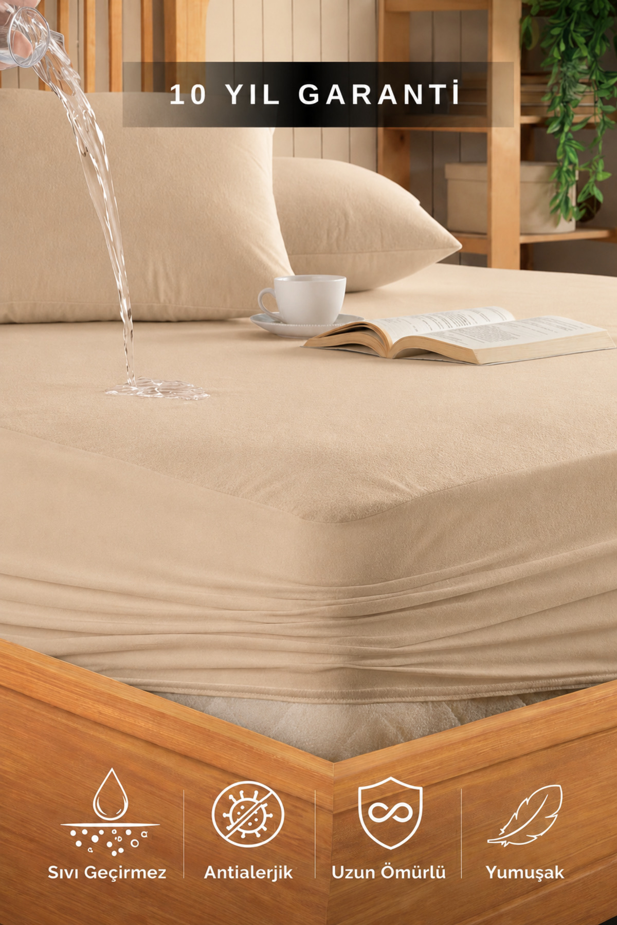Brown Micro Fitted Full Edge Waterproof Mattress Protector Single-Double Mattress Protector