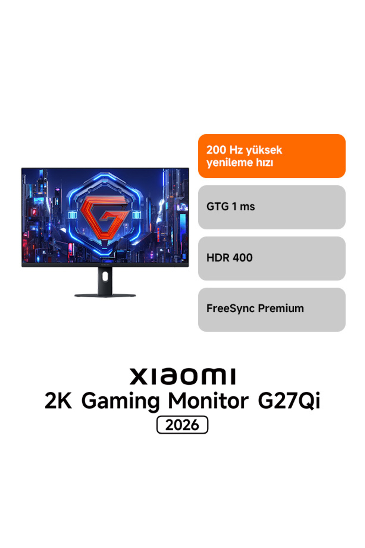 2K Oyun Monitörü G27Qi 2026 27 inç 200Hz 1ms QHD 5