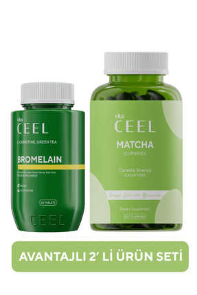 Vita Ceel 2'li Bromelain (Ananas Enzimi) 60 Tablet, Matcha Yeşil Çay Gummy