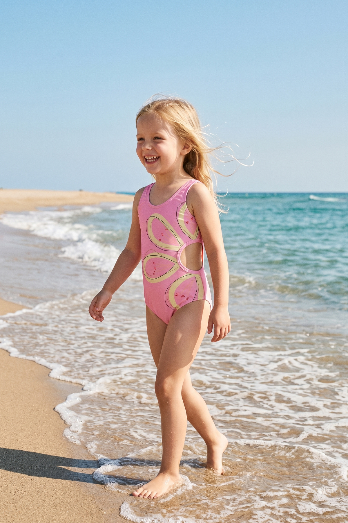 Girl Flower Printed Swimwear Flower
