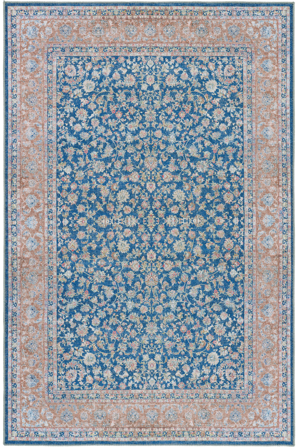 Private XW Blue Carpet Framed Traditional Old Pattern Chenille Washable Living Room Living Room Rug