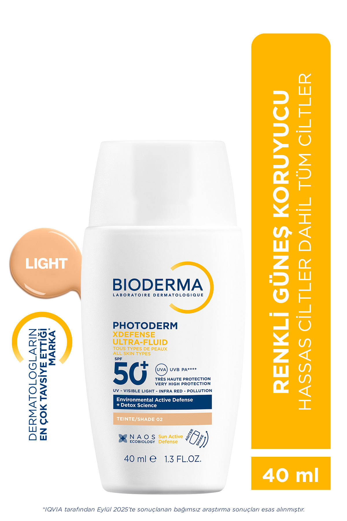 Bioderma Photoderm XDefense SPF50+ Tüm Cilt Tipleri UVA/UVB Yüksek Korumalı Renkli Güneş Kremi Light 40ML — 3701129813638