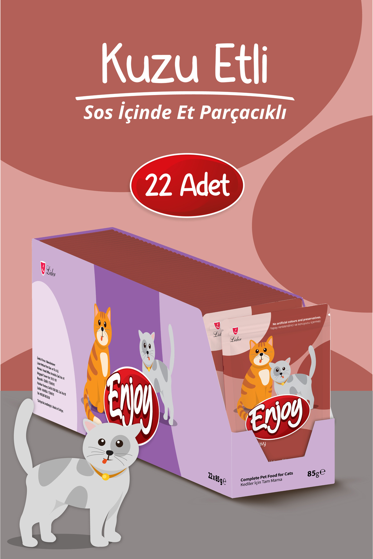 Enjoy Kuzu Etli Kedi Pouch Yaş Mama 85Gr x 22 Adet - Fiyatı, Yorumları
