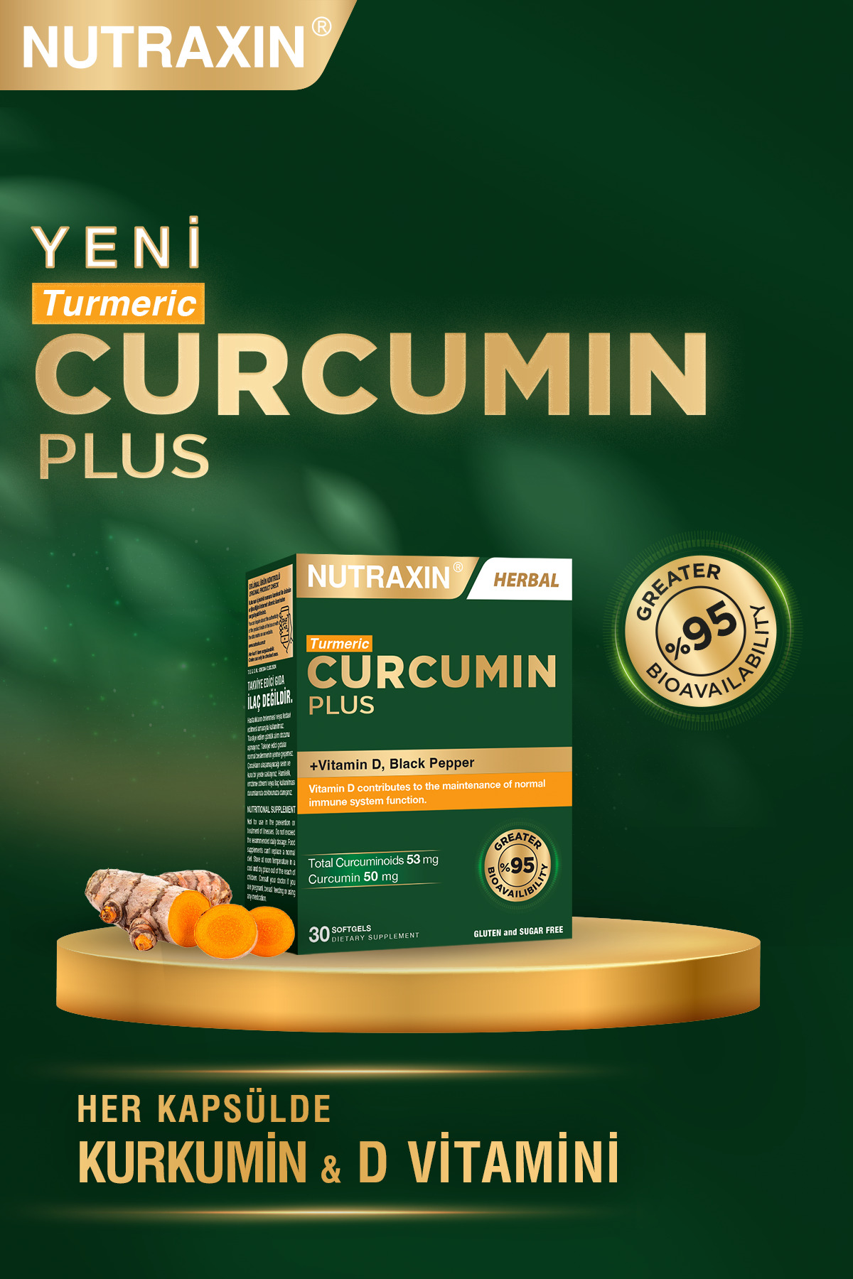 کورکومین پلاس 30 سافت ژل - مکمل غذایی حاوی ویتامین D، فلفل سیاه Nutraxin اورجینال - تصویر 4