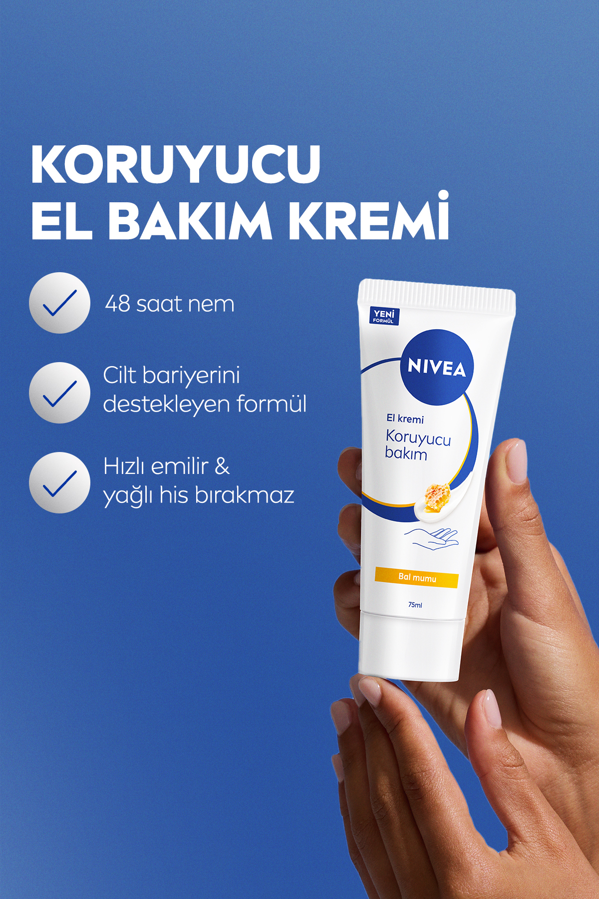Koruyucu El Bakım Kremi Bal Mumu 75ml, Nemlendirici, Yumuşak Cilt, Hızlı Emilir — 71989 — تصویر 3 از 7