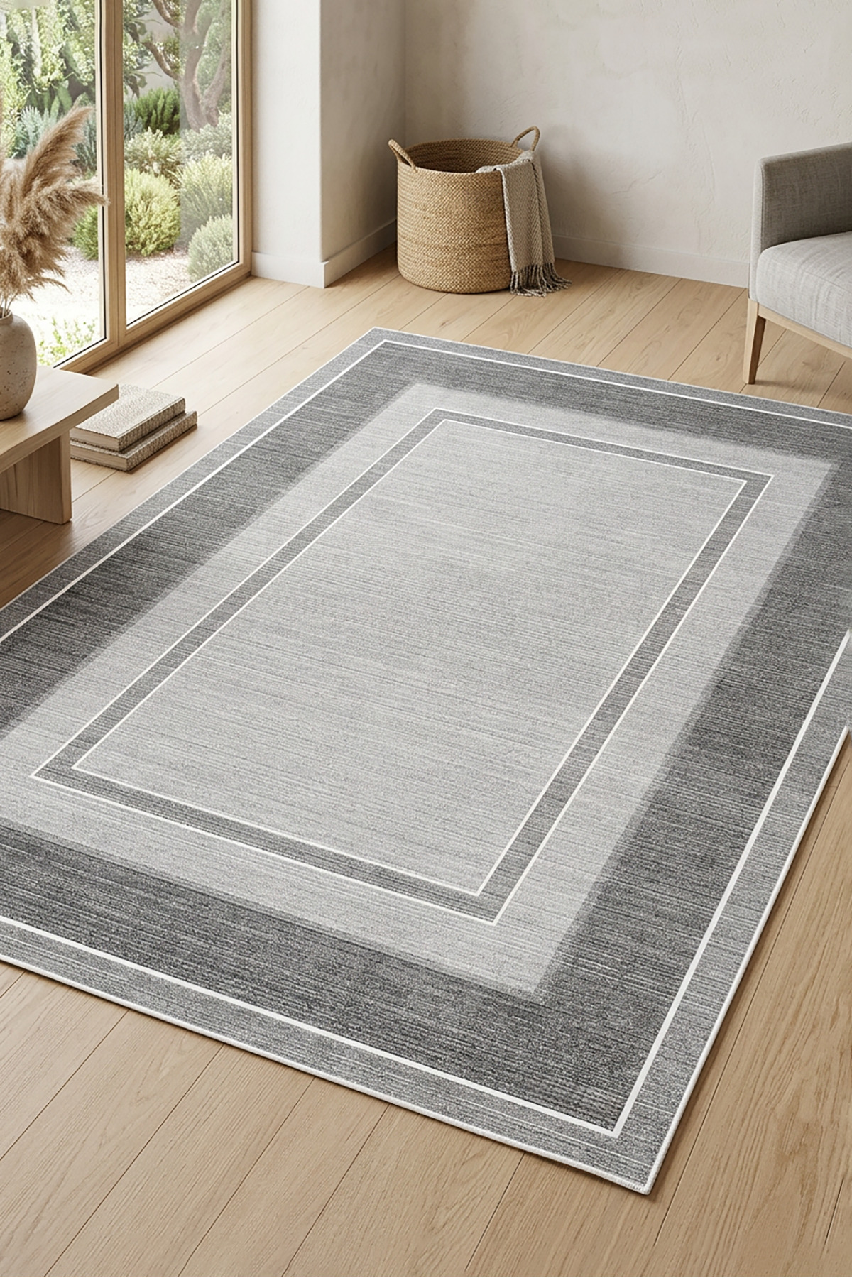 Digital Anti-Slip Washable Easy to Wipe Gray Living Room Rug Kitchen Rug Carpet Runner