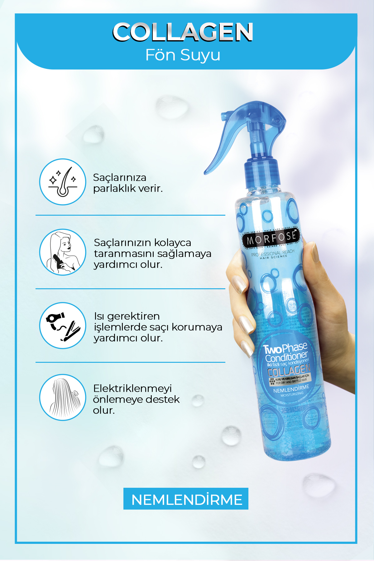 Çift Fazlı Kolajen Içeren Fön Suyu 400 ml - Kuru Kırılgan Saçlar 2 Adet — morfose4002 — تصویر 4 از 5