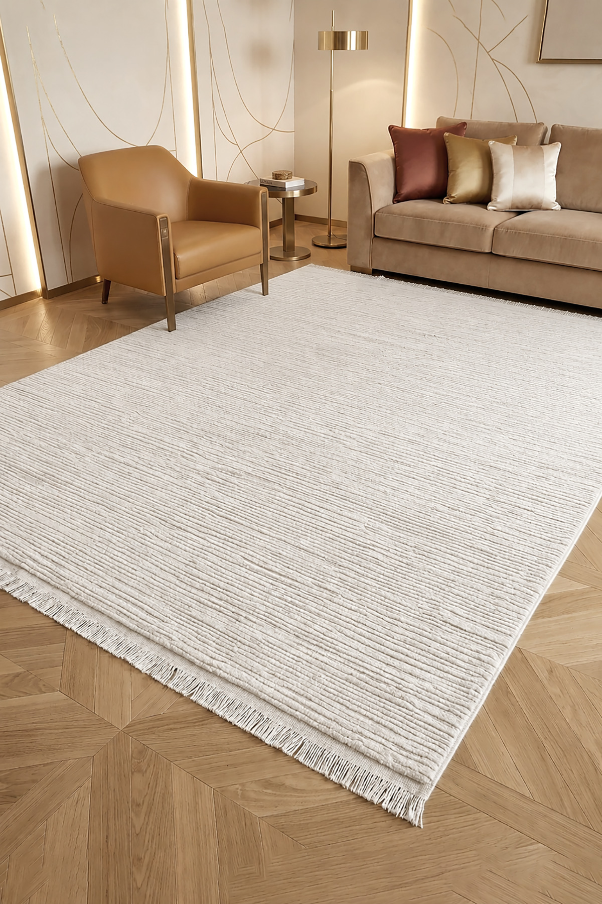 Alice Soft Inlay Plush Woven Fringed Mink Lounge Rug Kitchen Rug Kids Carpet Runner