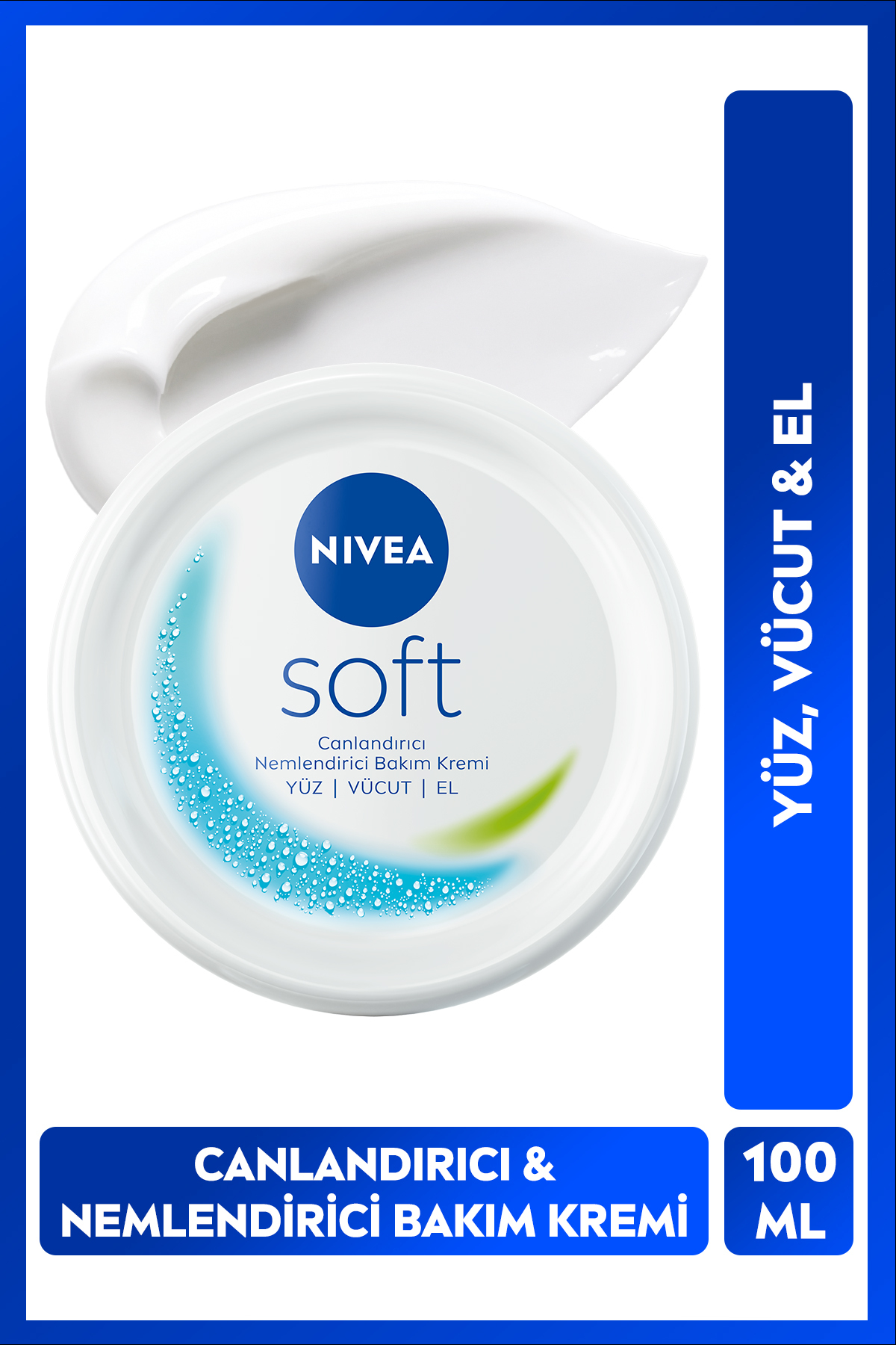NIVEA Soft Nemlendirici El Yüz ve Vücut Bakım Kremi 100ml, Jojoba Yağı, E Vitamini, Yumuşak Cilt Hissi — 37979