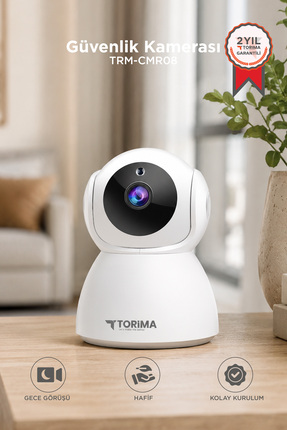 Torima Güvenlik Kamerası 360 Derece Dönebilen Full Hd Smart Ip Kamera CMR8 Beyaz